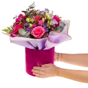 Box s růží, eustomou a waxem